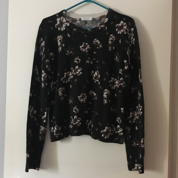 EQUIPMENT 100% Cashmere Shirley Black Floral Crew Sweater L - Picture 2 of 5